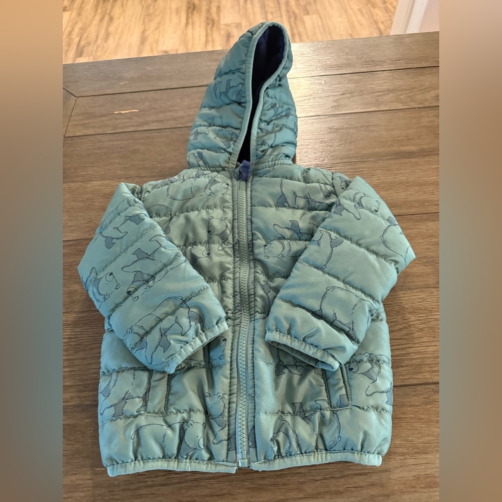 Simple Joys Green Puffer Jacket with Animal Design‎
